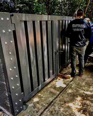 Contemporary wrought iron gate with intricate detailing