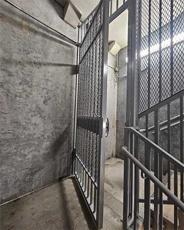 Modern metal gate design with bold lines and elegant features
