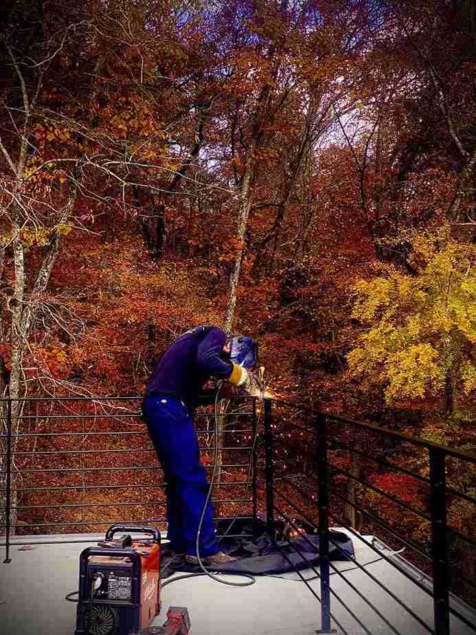 Custom designed outdoor railing for commercial property in Atlanta