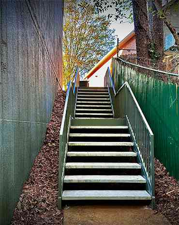 High-end metal staircase with modern aesthetics and clean geometric lines