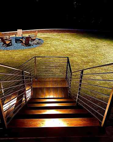Contemporary metal staircase with minimalist design and sleek, sharp angles
