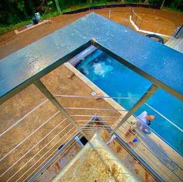 Custom outdoor metal railing in Atlanta designed for residential stair safety and appeal