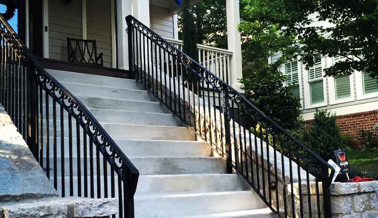Durable custom metal railing installed by Atlanta welding specialists for safety and style